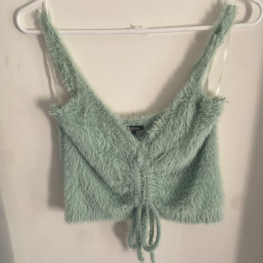 Fuzzy teal crop top Wild Fable size small